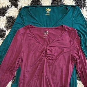 Lee Pink Ruched Bodysuit 3/4 Sleeve